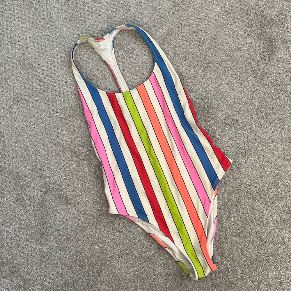 Aerie One Piece swim suit striped Multicolor